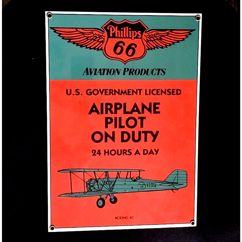Andy Rooney Phillips 66 Aviation Products US Gov. Metal Advertising Pilot Sign